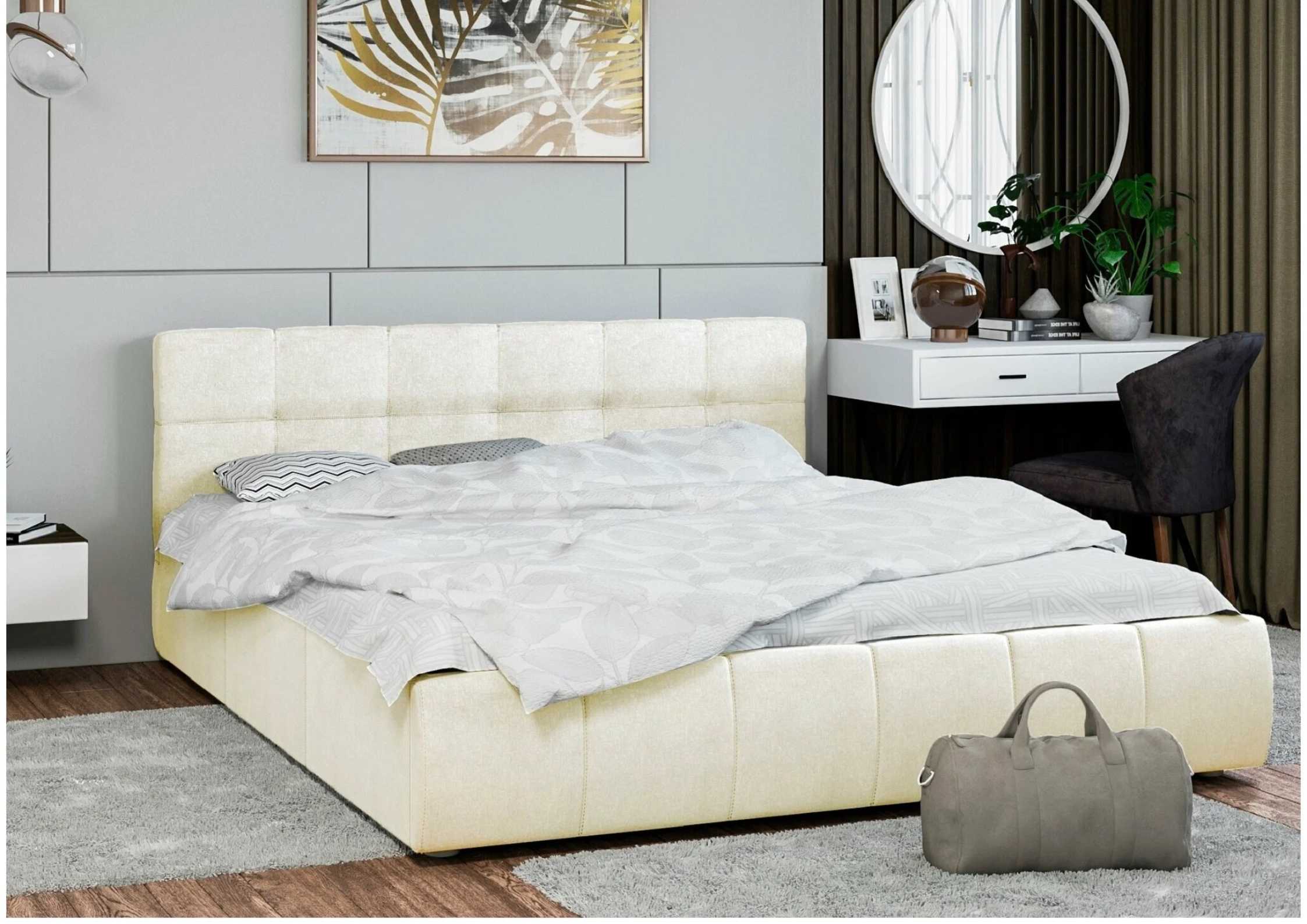 Łóżko tapicerowane z pikowanym zagłówkiem 120x200